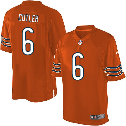 Men's Limited Jay Cutler Nike Jersey Orange Alternate - #6 NFL Chicago Bears